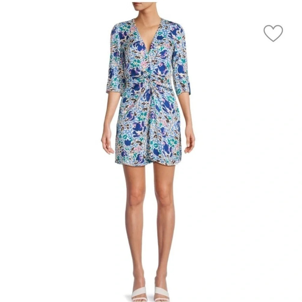 ba&sh Orika Print Knotted Front Mini Dress, size Medium